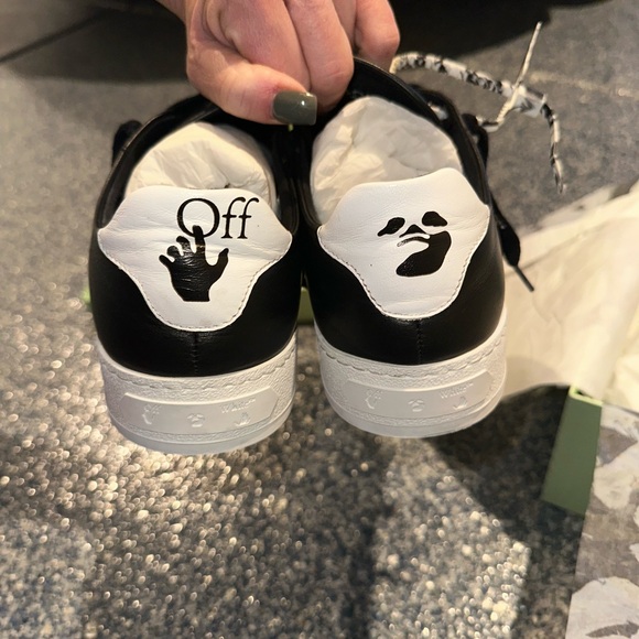 Off White 2.0 Black Leather Trainers sz 40 EUC LK NEW - Picture 4 of 9